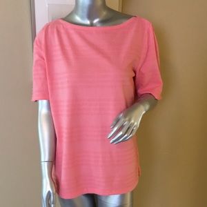 TALBOTS | Bateau Neck Elbow Tee Dotti Stripe Jacquard